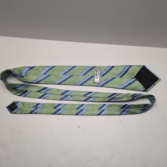 Arrow Mens Silk Neck Tie Green Blue Striped - Picture 3 of 8